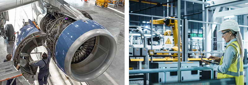 Workers in the aerospace and automotive advanced manufacturing industries