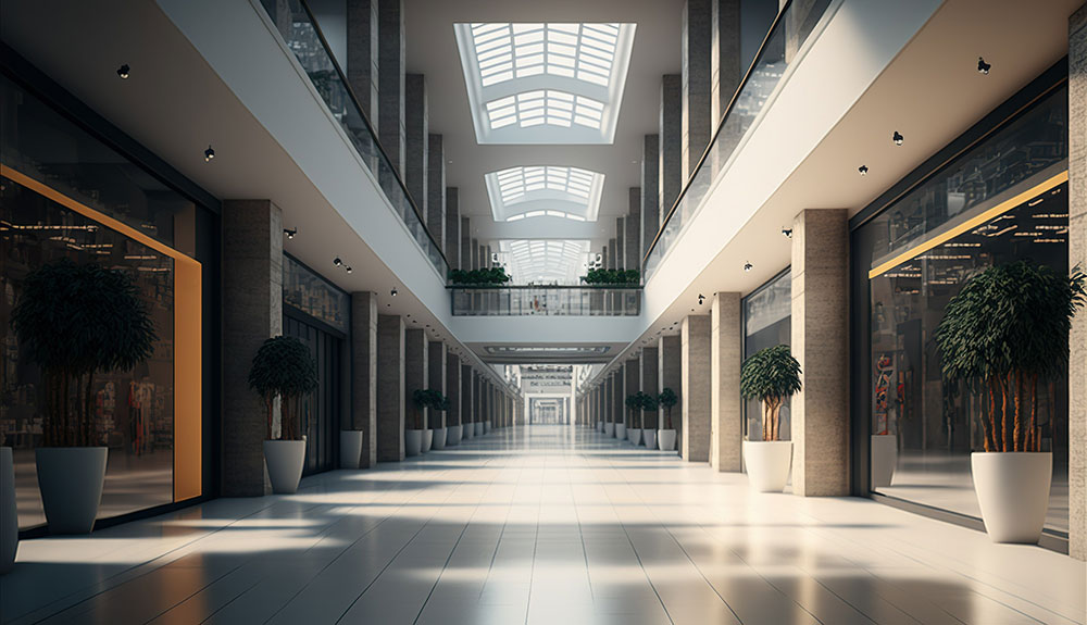 An empty shopping mall