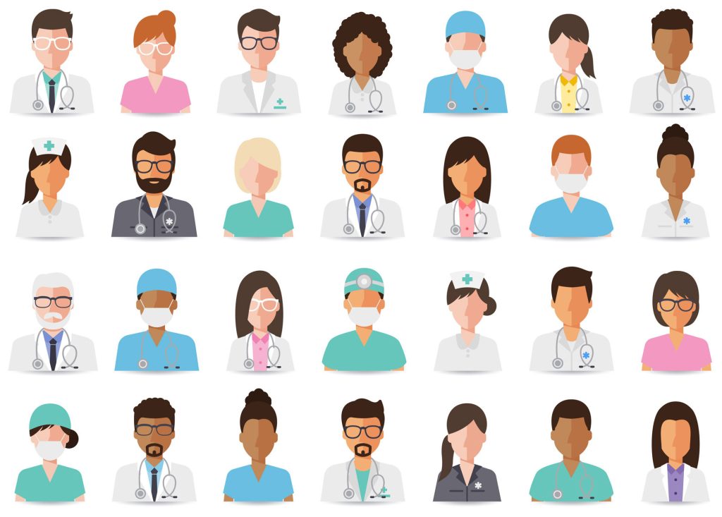 A collage of many different types of healthcare workers