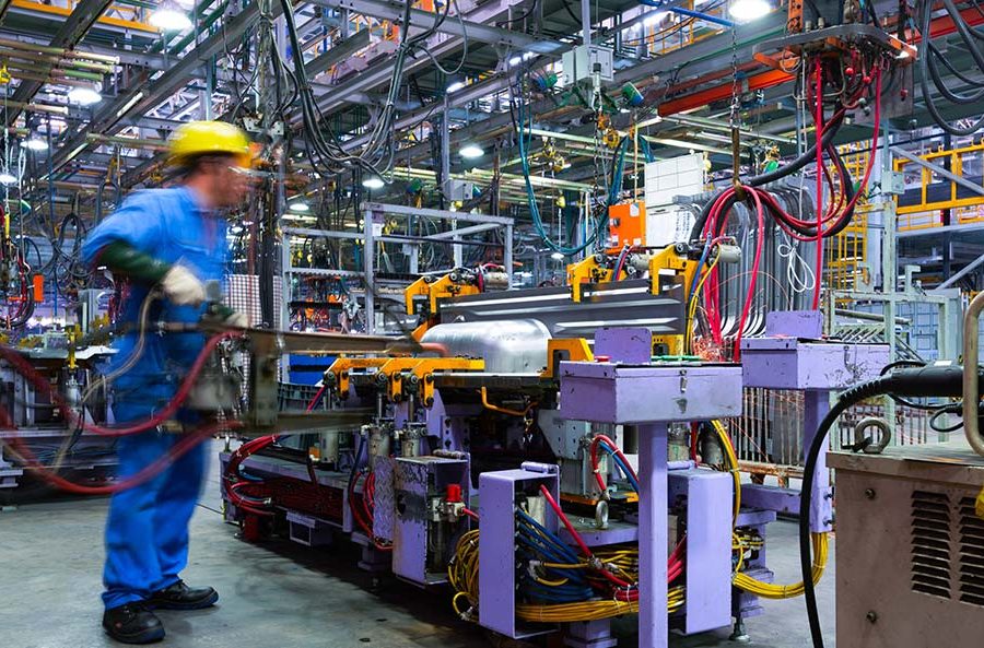 A person working in a manufacturing plant