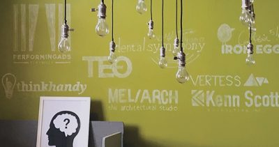 The inside of a shared small business incubator work space