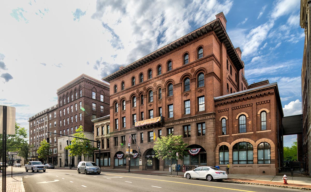 Historical commercial buildings in downtown New Britain, Connecticut. Photo credit: Kenneth C. Zirkel, Wickimedia Commons, https://commons.wikimedia.org/wiki/File:West_Main_Street,_Downtown_New_Britain,_Connecticut.jpg