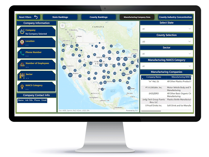 A computer screen shows ProspectEngage's new industry-level data dashboard